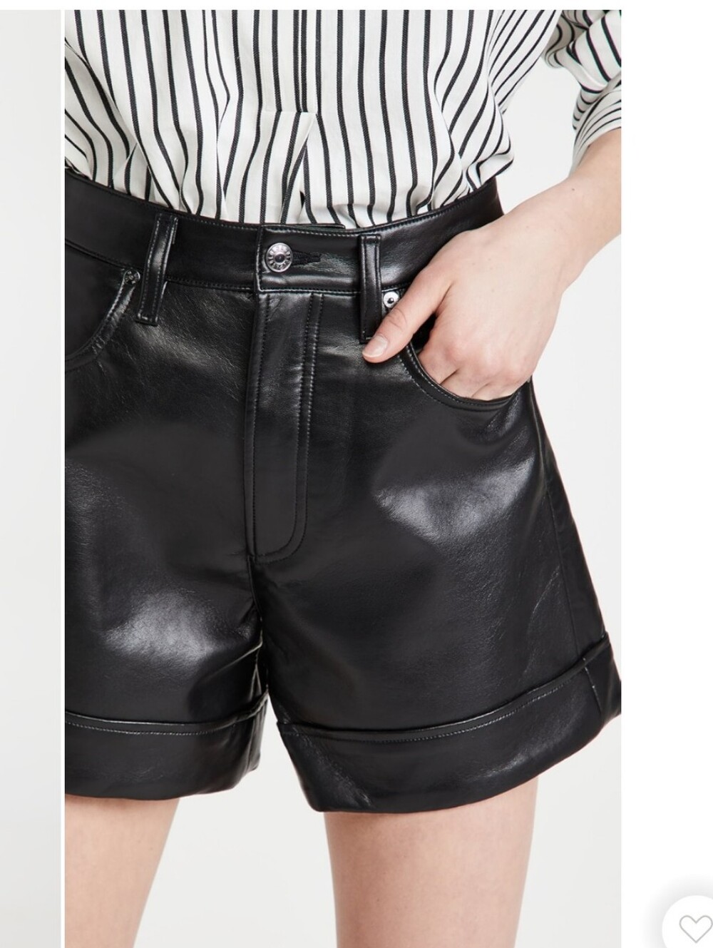 Agolde Black Recycled Leather Shorts - Picture 4 of 8